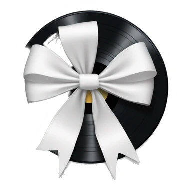 vinyl record with white bow sticker