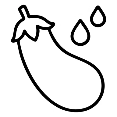 outlined eggplant with water droplets icon sticker