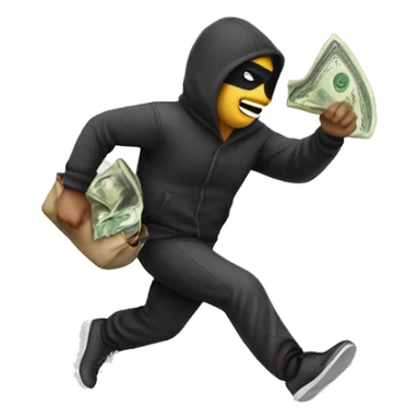 Robber running with money bag sticker