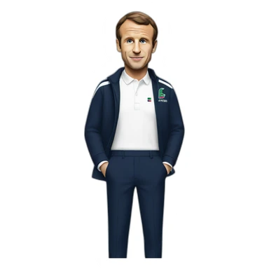 Emmanuel Macron in Lacoste kit sticker