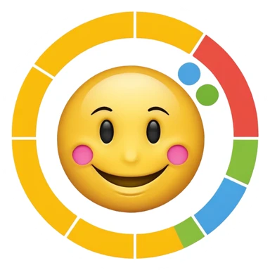 smiley with text: c360, and data visualization charts on the smiley sticker
