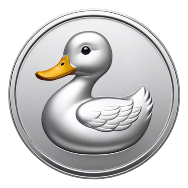 silver coin with a duck on it, the entire coin and duck are silver sticker