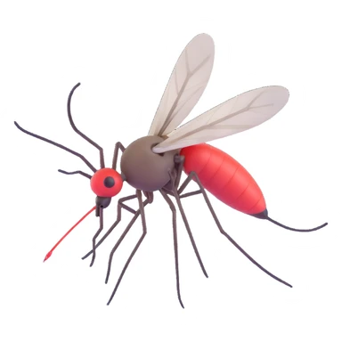 a clear and expressive mosquito with a needle stuck in its head, no background, suitable for emoji or icon use sticker