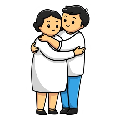 cartoonish sticker of two parents hugging sticker