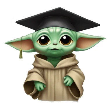 baby yoda wearing graduation cap sticker