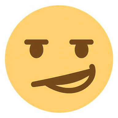 Add color to the sarcastic emoji, keeping the icon style with a transparent background. The emoji should have a sarcastic expression with colored details consistent with icon style. sticker