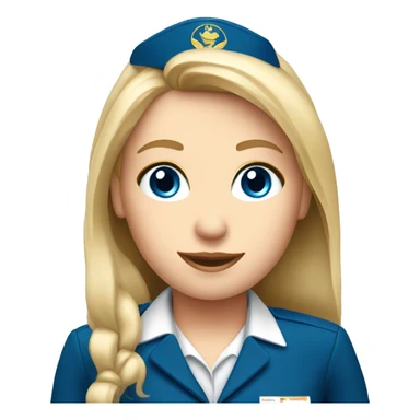 long blonde hair blue eyed girl flight attendant sticker