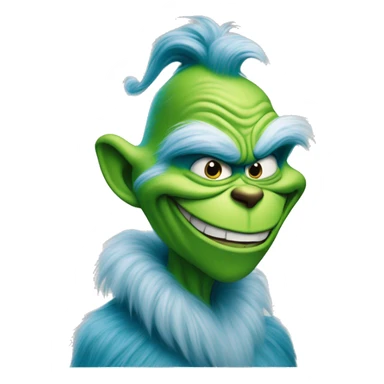 Blue grinch grinning very wide sticker