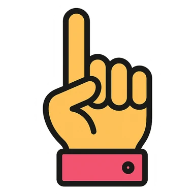 hand with index finger pointing colored icon sticker