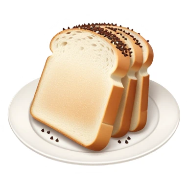 Slice of white bread on a white plate with chocolate sprinkles on top sticker