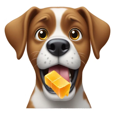 A surprised dog eating ice cube  sticker