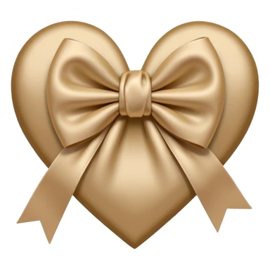 beige heart with beige satin bow sticker