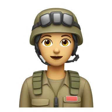 operator dressed in khaki color with a milatary helmet, without glasses, without headset, preferably female white sticker