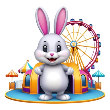 fun amusement park entrance with a bunny mascot, inspired by Walibi sticker