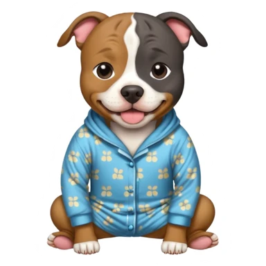 a brindled, black and tan pit bull wearing comfy pajamas sticker