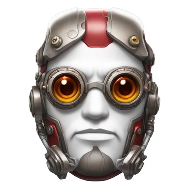 Red skin male cyborg head with white goatee and white steampunk goggles sticker