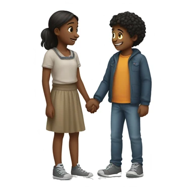 girl patting a boy sticker