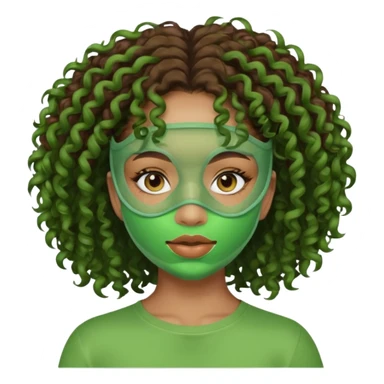 lightskin girl with green facemasks and brown curly hair sticker