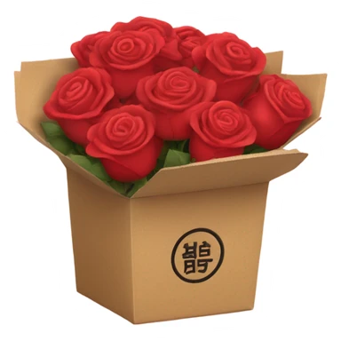 bouquet of roses in an asian takeout box sticker