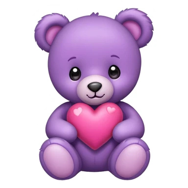 baby purple cute teddy bear sending hearts and love sticker