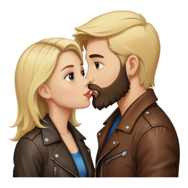 A blonde girl with kissing a brunette boy with a beard and leather jacket  sticker