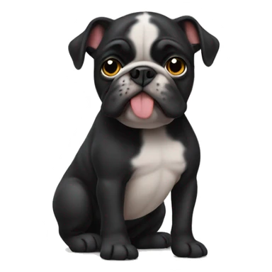 little black bulldog in a soft diaper sticker