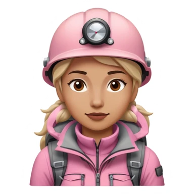 female mountain climber wearing light pink sticker