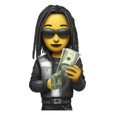 cyber punk holding a dollar sticker