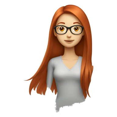 redhead girl with long straight hair and glasses sticker