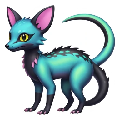 Neon pastel iridescent Salandit-Umbreon-Genet-Noivern-Civet-Hybrid (Full body) sticker