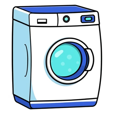 cute washing machine with soapy bubbles sticker