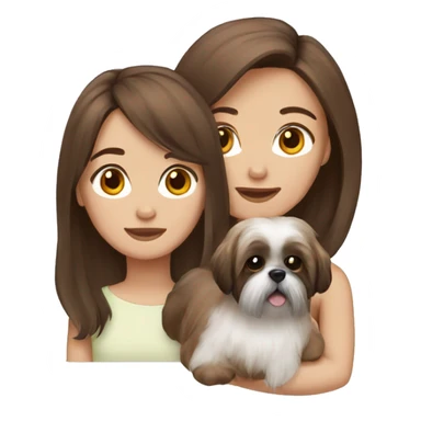 Girl with brown hair and shih tzu sticker