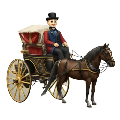 a man sits in a horse-drawn carriage from Russia in the 19th century sticker