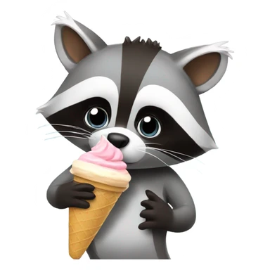 raccoon eating ice cream sticker