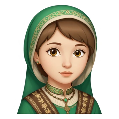 20-year-old Chechen girl with short brown hair wearing traditional Chechen outfit sticker