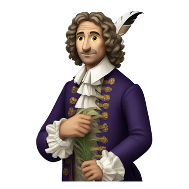 Molière holding a feather in his hand sticker