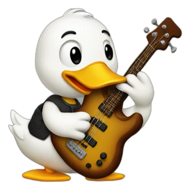 a duck playing bass sticker