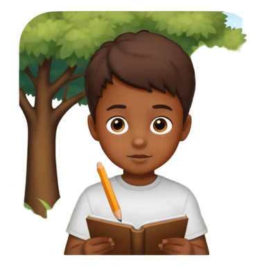 little boy drawing  outdoors sticker