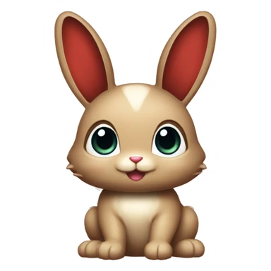 Cute Shiny Brown-Beige Fakémon-Bunny with Dark-Red eyes, full body sticker