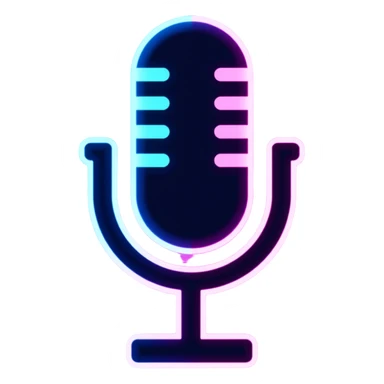 microphone with neon glow effect, blue neon glow on top left, pink neon glow on bottom right sticker