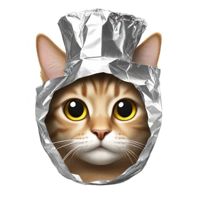 emoji in tin foil hat with cat sticker