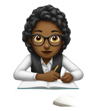 Girl with glasses studying  sticker