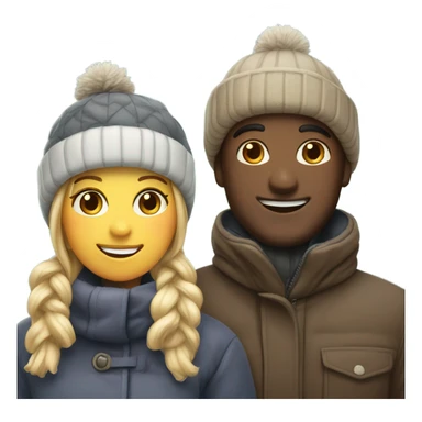 smiling couple in winter attire sticker
