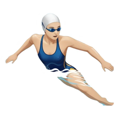 An icon featuring a swimmer in mid-stroke, cutting through the water with a strong, fluid motion. The design includes ripples around the swimmer’s body and a pool lane line in the background, symbolizing speed and technique in swimming. Transparent background highlights the grace sticker