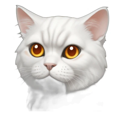 head of a white persian chinchilla cat with orange eye that look stupid sticker