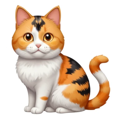 full body calico tabby + white cat with small head and short but chubby body sticker