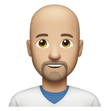  bald white man with blue eyes and brownish hair with some light gray and a goatee sticker