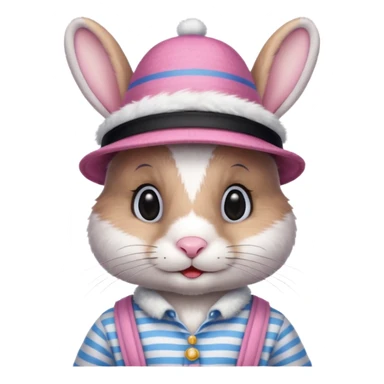 bunny wearing gondolier striped shirt and hat sticker