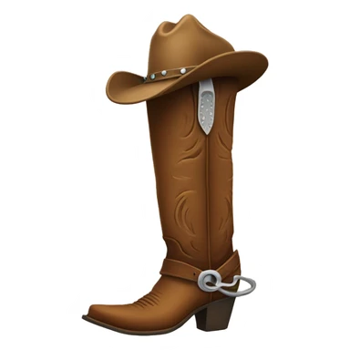 Tall cowboy boot with spurs and a cowboy hat on top sticker