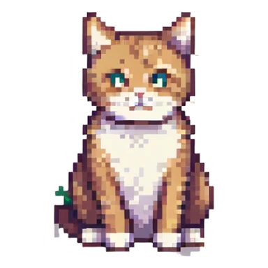 A pixel art cat, sitting, simple and cute. sticker